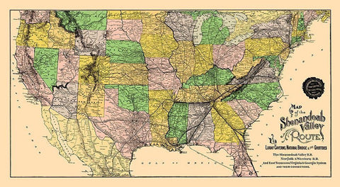 Shenandoah Valley Route - Matthews 1890 Black Ornate Wood Framed Art Print with Double Matting by Matthews