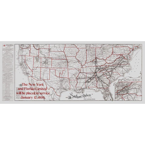Southern Railway - Matthews 1897 White Modern Wood Framed Art Print by Matthews