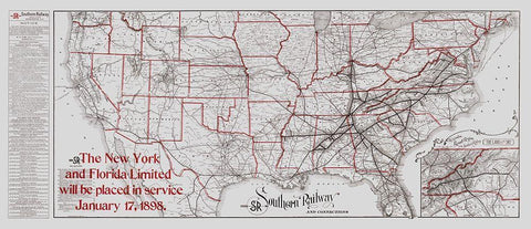 Southern Railway - Matthews 1897 Black Ornate Wood Framed Art Print with Double Matting by Matthews