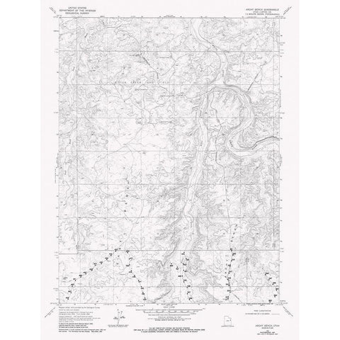 Archy Bench Utah Quad - USGS 1968 Black Modern Wood Framed Art Print with Double Matting by USGS