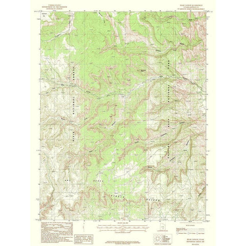 Bear Canyon Utah Quad - USGS 1987 Black Modern Wood Framed Art Print with Double Matting by USGS