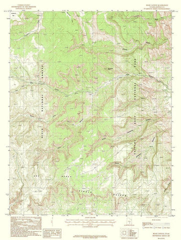 Bear Canyon Utah Quad - USGS 1987 Black Ornate Wood Framed Art Print with Double Matting by USGS