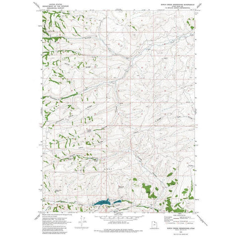 Birch Creek Reservoirs Utah Quad - USGS 1969 White Modern Wood Framed Art Print by USGS