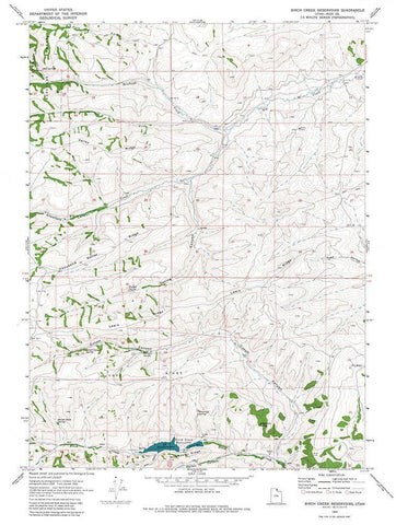 Birch Creek Reservoirs Utah Quad - USGS 1969 White Modern Wood Framed Art Print with Double Matting by USGS