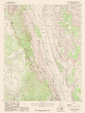 Bitter Creek Divide Utah Quad - USGS 1987 Black Ornate Wood Framed Art Print with Double Matting by USGS