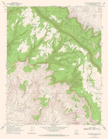 Blackburn Canyon Utah Quad - USGS 1968 White Modern Wood Framed Art Print with Double Matting by USGS