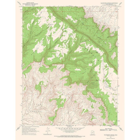 Blackburn Canyon Utah Quad - USGS 1968 Gold Ornate Wood Framed Art Print with Double Matting by USGS