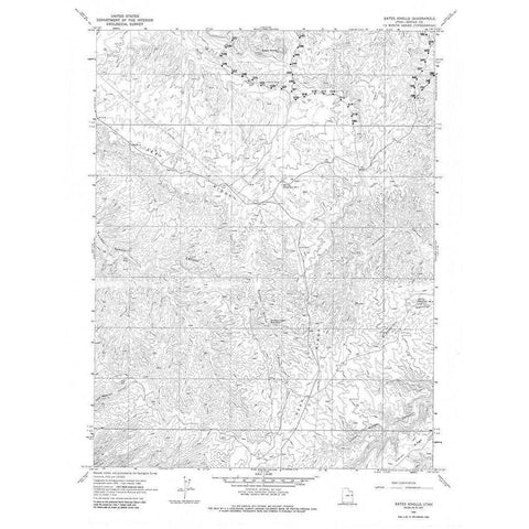 Bates Knolls Utah Quad - USGS 1966 Black Modern Wood Framed Art Print by USGS