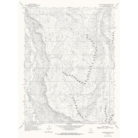 Big Pack Mountain Utah Quad - USGS 1968 Black Modern Wood Framed Art Print with Double Matting by USGS