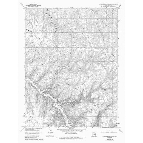 Burnt Timber Canyon Utah Quad - USGS 1966 Black Modern Wood Framed Art Print with Double Matting by USGS