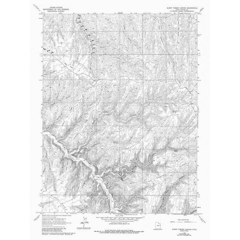 Burnt Timber Canyon Utah Quad - USGS 1966 White Modern Wood Framed Art Print by USGS