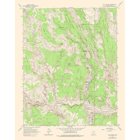 Calf Creek Utah Quad - USGS 1964 Black Modern Wood Framed Art Print with Double Matting by USGS