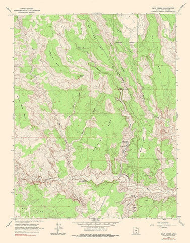 Calf Creek Utah Quad - USGS 1964 Black Ornate Wood Framed Art Print with Double Matting by USGS