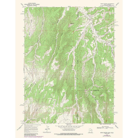 Davis Canyon Utah Quad - USGS 1966 Black Modern Wood Framed Art Print with Double Matting by USGS