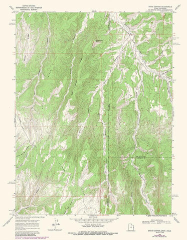 Davis Canyon Utah Quad - USGS 1966 White Modern Wood Framed Art Print with Double Matting by USGS