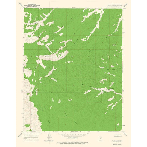 Death Ridge Utah Quad - USGS 1964 Black Modern Wood Framed Art Print with Double Matting by USGS