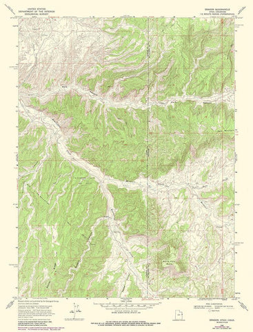 Dragon Utah Quad - USGS 1968 White Modern Wood Framed Art Print with Double Matting by USGS