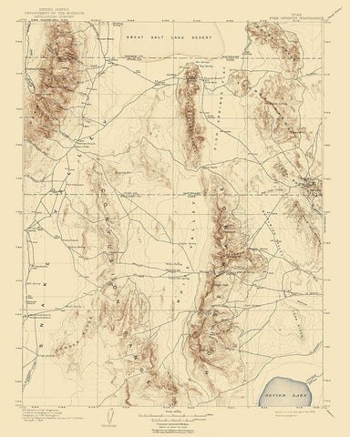 Fish Springs Utah Quad - USGS 1910 White Modern Wood Framed Art Print with Double Matting by USGS