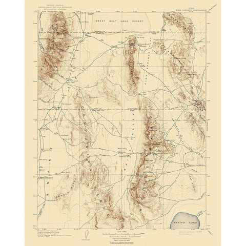 Fish Springs Utah Quad - USGS 1910 Black Modern Wood Framed Art Print with Double Matting by USGS