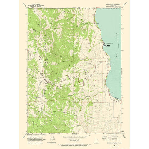 Garden City Utah Quad - USGS 1969 Gold Ornate Wood Framed Art Print with Double Matting by USGS