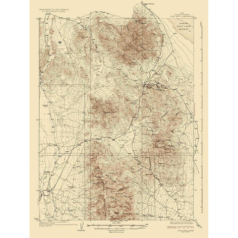 Gold Hill Utah Quad - USGS 1928 Black Modern Wood Framed Art Print with Double Matting by USGS