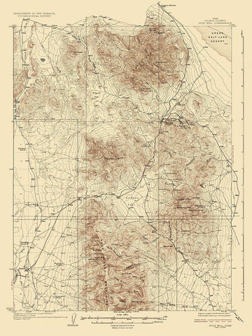 Gold Hill Utah Quad - USGS 1928 White Modern Wood Framed Art Print with Double Matting by USGS