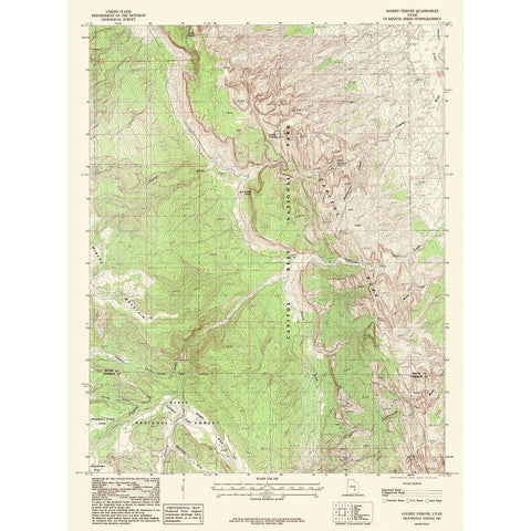 Golden Throne Utah Quad - USGS 1987 White Modern Wood Framed Art Print by USGS