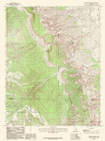 Golden Throne Utah Quad - USGS 1987 White Modern Wood Framed Art Print with Double Matting by USGS