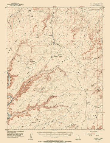 Knoll Utah Quad - USGS 1954 Black Ornate Wood Framed Art Print with Double Matting by USGS