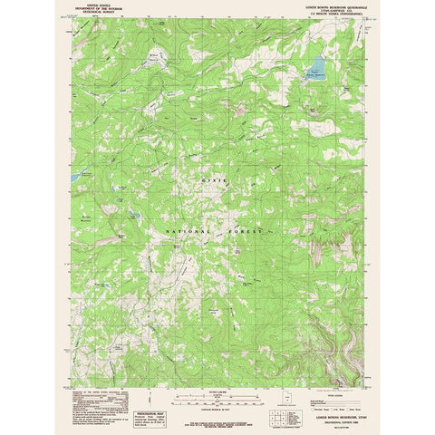 Lower Bowns Reservoir Utah Quad - USGS 1985 Black Modern Wood Framed Art Print by USGS