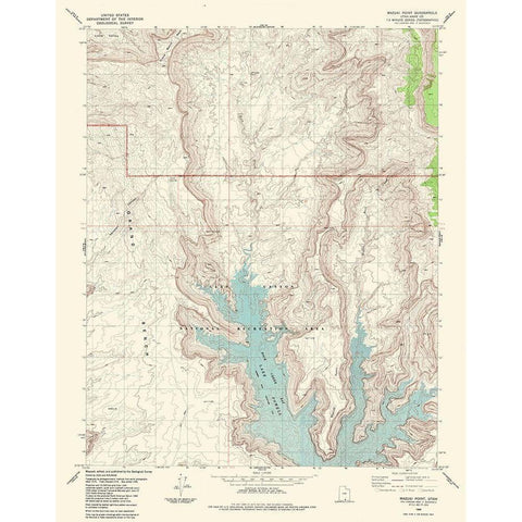 Mazuki Point Utah Quad - USGS 1985 White Modern Wood Framed Art Print by USGS