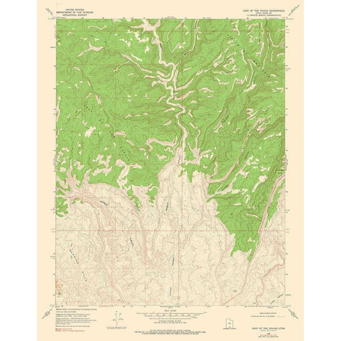 East of the Navajo Utah Quad - USGS 1968 Gold Ornate Wood Framed Art Print with Double Matting by USGS