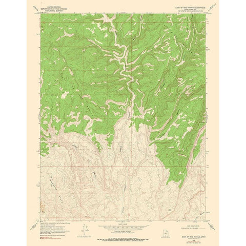 East of the Navajo Utah Quad - USGS 1968 White Modern Wood Framed Art Print by USGS