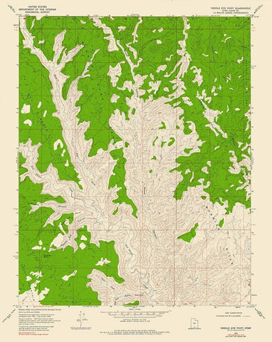 Needle Eye Point Utah Quad - USGS 1968 White Modern Wood Framed Art Print with Double Matting by USGS