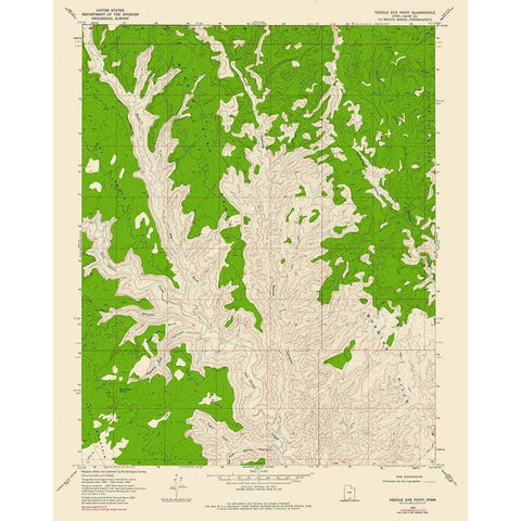 Needle Eye Point Utah Quad - USGS 1968 Black Modern Wood Framed Art Print by USGS