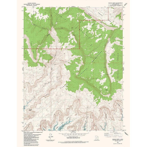 Navajo Point Utah Quad - USGS 1985 Black Modern Wood Framed Art Print with Double Matting by USGS