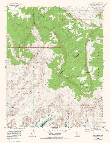 Navajo Point Utah Quad - USGS 1985 White Modern Wood Framed Art Print with Double Matting by USGS