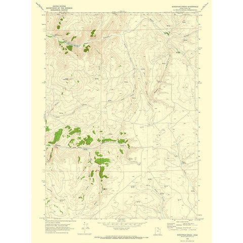 Sheeppen Creek Utah Quad - USGS 1969 Black Modern Wood Framed Art Print with Double Matting by USGS