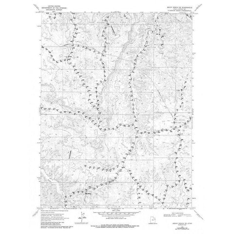 South East Archy Bench Utah Quad - USGS 1968 White Modern Wood Framed Art Print by USGS