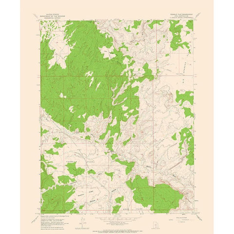 Tenmile Flat Utah Quad - USGS 1964 Gold Ornate Wood Framed Art Print with Double Matting by USGS