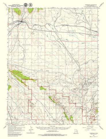 Thompson Utah Quad - USGS 1958 Black Ornate Wood Framed Art Print with Double Matting by USGS