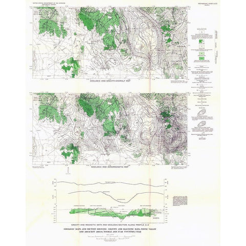 Tintic Valley Aeromagnetic Utah - USGS 1962 Gold Ornate Wood Framed Art Print with Double Matting by USGS