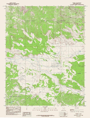 Torrey Utah Quad - USGS 1985 Black Ornate Wood Framed Art Print with Double Matting by USGS