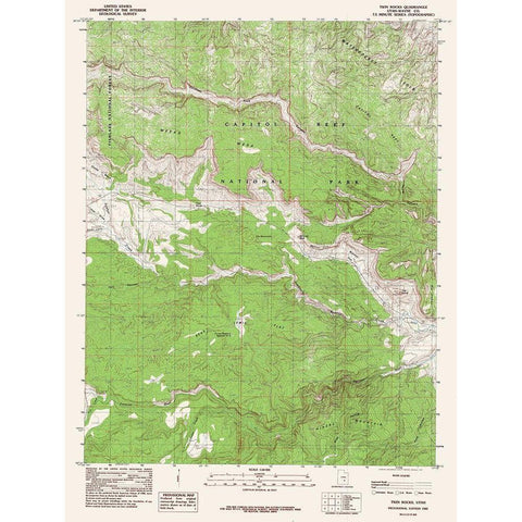 Twin Rocks Utah Quad - USGS 1985 White Modern Wood Framed Art Print by USGS