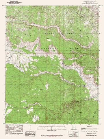 Twin Rocks Utah Quad - USGS 1985 Black Ornate Wood Framed Art Print with Double Matting by USGS