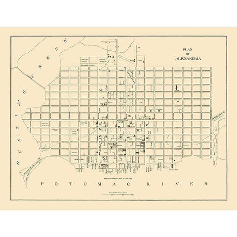 Alexandria Virginia - 1862 Black Modern Wood Framed Art Print with Double Matting by Unknown