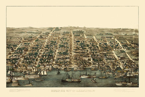 Alexandria Virginia - 1863 Black Ornate Wood Framed Art Print with Double Matting by Unknown