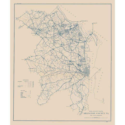 Arlington County Virginia - 1920 White Modern Wood Framed Art Print by Unknown