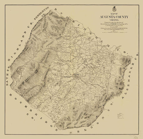 Augusta County Virginia - Hotchkiss 1875  White Modern Wood Framed Art Print with Double Matting by Hotchkiss