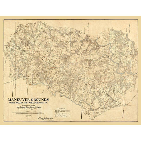 Prince William County Virginia - Burr 1904 Black Modern Wood Framed Art Print with Double Matting by Burr